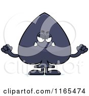 Cartoon Of A Mad Spade Card Suit Mascot Royalty Free Vector Clipart