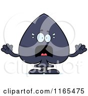 Cartoon Of A Scared Spade Card Suit Mascot Royalty Free Vector Clipart