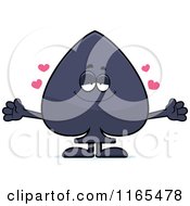 Cartoon Of A Loving Spade Card Suit Mascot Royalty Free Vector Clipart by Cory Thoman