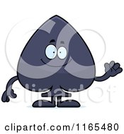 Cartoon Of A Waving Spade Card Suit Mascot Royalty Free Vector Clipart by Cory Thoman