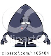 Cartoon Of A Sick Spade Card Suit Mascot Royalty Free Vector Clipart