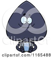 Cartoon Of A Spade Card Suit Mascot Holding Cards Royalty Free Vector Clipart