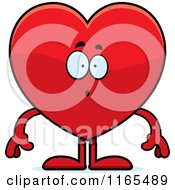 Cartoon Of A Surprised Red Heart Card Suit Mascot Royalty Free Vector Clipart