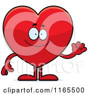 Cartoon Of A Waving Red Heart Card Suit Mascot Royalty Free Vector Clipart