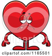 Cartoon Of A Sick Red Heart Card Suit Mascot Royalty Free Vector Clipart