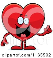 Cartoon Of A Red Heart Card Suit Mascot With An Idea Royalty Free Vector Clipart