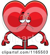 Cartoon Of A Depressed Red Heart Card Suit Mascot Royalty Free Vector Clipart