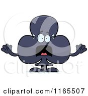Cartoon Of A Scared Club Card Suit Mascot Royalty Free Vector Clipart by Cory Thoman