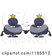 Cartoon Of A King And Queen Of Club Card Suit Mascots Holding Hands Royalty Free Vector Clipart by Cory Thoman