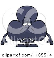 Cartoon Of A Depressed Club Card Suit Mascot Royalty Free Vector Clipart by Cory Thoman