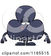 Cartoon Of A Sick Club Card Suit Mascot Royalty Free Vector Clipart by Cory Thoman