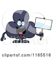 Poster, Art Print Of Club Card Suit Mascot Holding A Sign