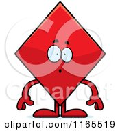Cartoon Of A Surprised Diamond Card Suit Mascot Royalty Free Vector Clipart by Cory Thoman