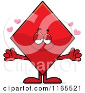 Cartoon Of A Loving Diamond Card Suit Mascot Royalty Free Vector Clipart by Cory Thoman