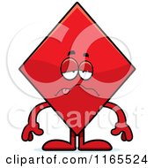 Cartoon Of A Sick Diamond Card Suit Mascot Royalty Free Vector Clipart by Cory Thoman