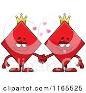 Cartoon Of Diamond King And Queen Card Suit Mascots Holding Hands Royalty Free Vector Clipart by Cory Thoman