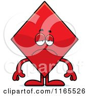 Cartoon Of A Depressed Diamond Card Suit Mascot Royalty Free Vector Clipart by Cory Thoman