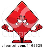 Cartoon Of A Mad Diamond Card Suit Mascot Royalty Free Vector Clipart by Cory Thoman