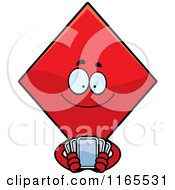 Poster, Art Print Of Diamond Card Suit Mascot Holding Playing Cards