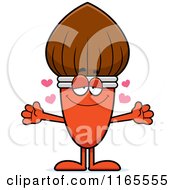 Cartoon Of A Loving Paintbrush Mascot Royalty Free Vector Clipart