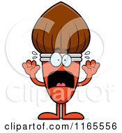 Cartoon Of A Scared Paintbrush Mascot Royalty Free Vector Clipart