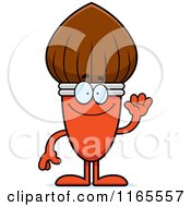 Cartoon Of A Waving Paintbrush Mascot Royalty Free Vector Clipart