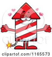 Cartoon Of A Loving Rocket Firework Mascot Royalty Free Vector Clipart