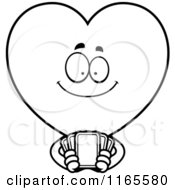 Poster, Art Print Of Black And White Heart Card Suit Mascot Holding Playing Cards