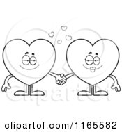 Poster, Art Print Of Black And White Heart Card Suit Mascots Holding Hands