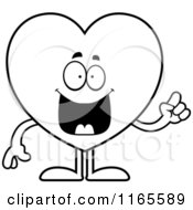 Cartoon Clipart Of A Heart Card Suit Mascot With An Idea Vector Outlined Coloring Page