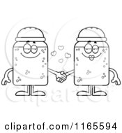 Black And White Salt And Pepper Shaker Mascots Holding Hands