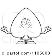 Cartoon Clipart Of A Mad Spade Card Suit Mascot Vector Outlined Coloring Page by Cory Thoman