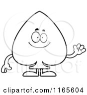 Cartoon Clipart Of A Waving Spade Card Suit Mascot Vector Outlined Coloring Page by Cory Thoman