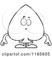 Cartoon Clipart Of A Surprised Spade Card Suit Mascot Vector Outlined Coloring Page by Cory Thoman