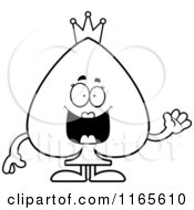 Poster, Art Print Of Black And White Waving Queen Spade Card Suit Mascot