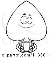 Poster, Art Print Of Black And White Spade Card Suit Mascot Holding Cards