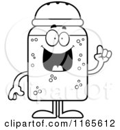 Black And White Salt Shaker Mascot With An Idea