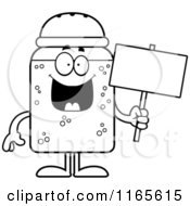 Cartoon Clipart Of A Salt Shaker Mascot Holding A Sign Vector Outlined Coloring Page