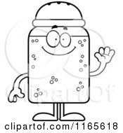 Cartoon Clipart Of A Waving Salt Shaker Mascot Vector Outlined Coloring Page by Cory Thoman