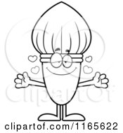 Cartoon Clipart Of A Loving Paintbrush Mascot Vector Outlined Coloring Page
