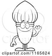 Cartoon Clipart Of A Waving Paintbrush Mascot Vector Outlined Coloring Page by Cory Thoman