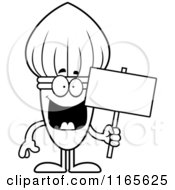 Cartoon Clipart Of A Paintbrush Mascot Holding A Sign Vector Outlined Coloring Page by Cory Thoman