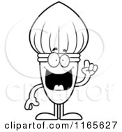 Cartoon Clipart Of A Paintbrush Mascot With An Idea Vector Outlined Coloring Page by Cory Thoman