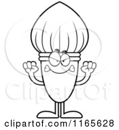 Cartoon Clipart Of A Mad Paintbrush Mascot Vector Outlined Coloring Page
