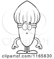 Cartoon Clipart Of A Surprised Paintbrush Mascot Vector Outlined Coloring Page