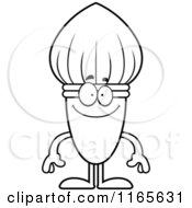 Cartoon Clipart Of A Happy Paintbrush Mascot Vector Outlined Coloring Page
