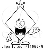 Poster, Art Print Of Black And White Waving Queen Diamond Card Suit Mascot