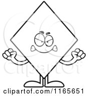 Cartoon Clipart Of A Mad Diamond Card Suit Mascot Vector Outlined Coloring Page by Cory Thoman
