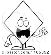 Cartoon Clipart Of A Diamond Card Suit Mascot With An Idea Vector Outlined Coloring Page by Cory Thoman