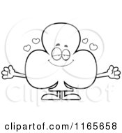 Poster, Art Print Of Black And White Loving Club Card Suit Mascot Wanting A Hug